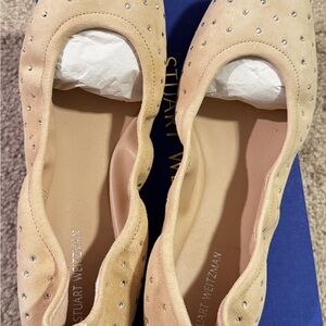 Stuart Weitzman Beige Flats with Silver Accents